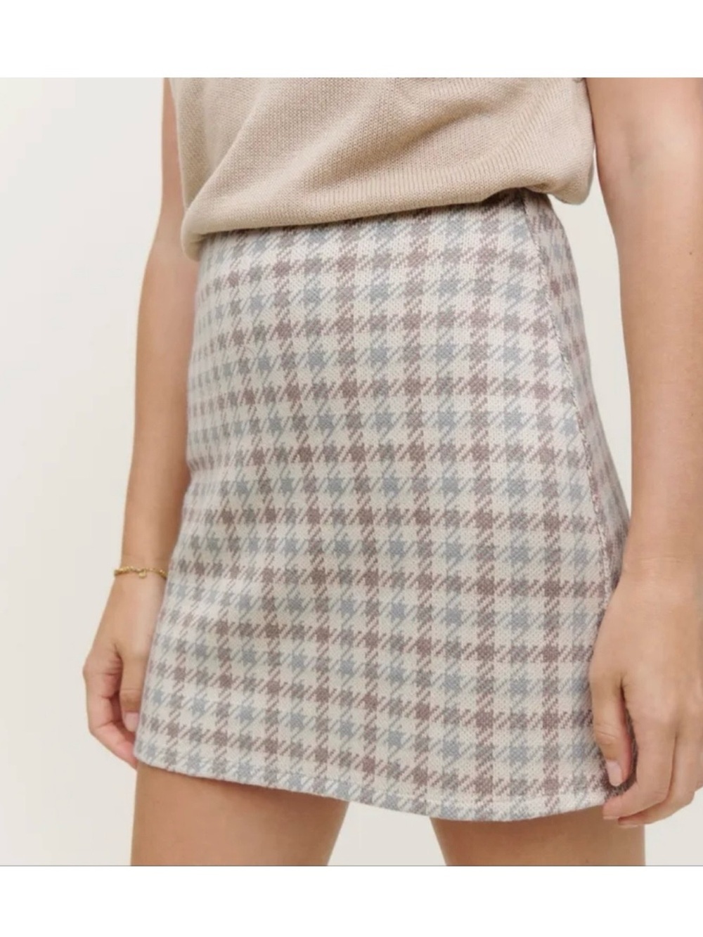 Reformation Pastel Plaid Mini Skirt